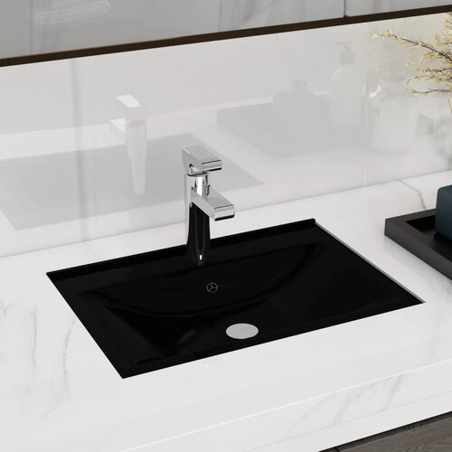 Maison Chic Keramični kopalniški Umivalnik - Kopalna umivalnik - Lavabo črn pravokoten, (21684941) Cene