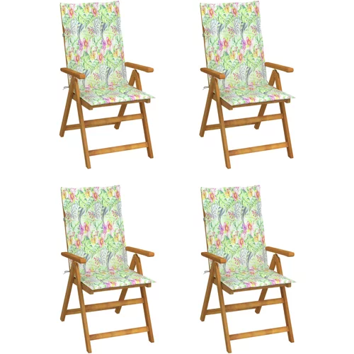  Nagibne vrtne stolice s jastucima 4 kom masivno bagremovo drvo