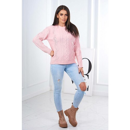 Kesi Sweater with braided weave powder pink Slike
