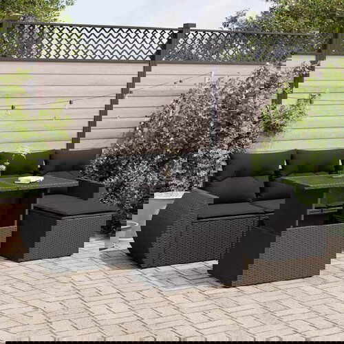 vidaXL 6-dijelni set vrtnih sofa s jastucima crni od poliratana Cijene