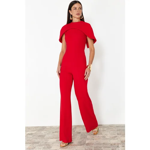 Trendyol Woven Stylish Jumpsuit with Red Cape Detail