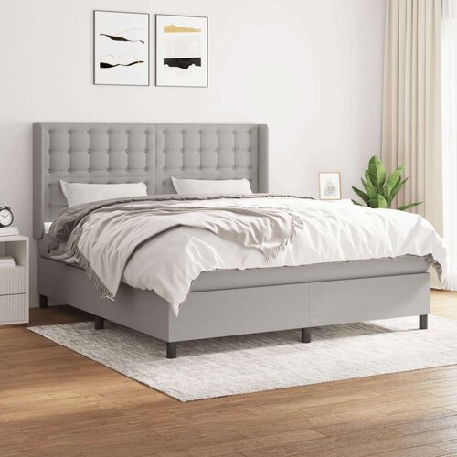  Box spring postelja z vzmetnico svetlo siva 180x200 cm blago, (20788830) Cene