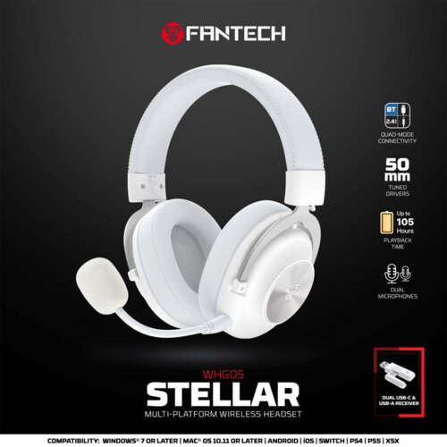 Fantech bluetooth slu&amp;scaron;alice WHG05 bele Slike