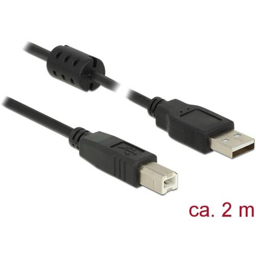 Delock USB kabel USB 2.0 USB-A vtič\, USB-B vtič 2.00 m črna s feritnim jedrom 84897, (20415713) Cene