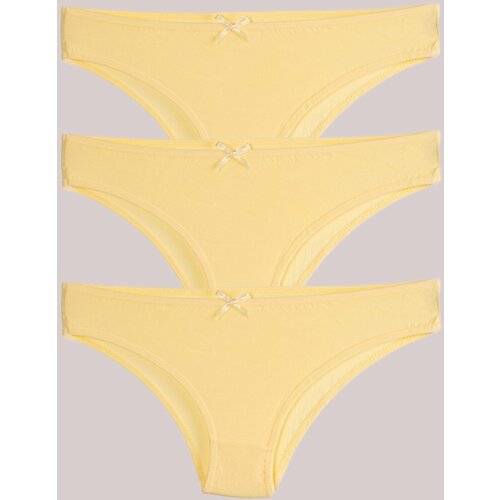 armonika Women's Yellow Cotton Lycra Panties 3 Pack Slike
