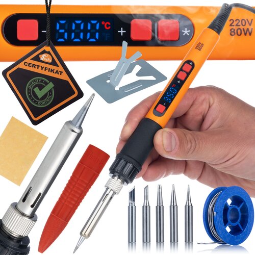 Rosfix SET SPAJKALNIK ELECTRIC S 80W &ndash; LCD ZASLON, 180&ndash;500 &deg;C, 6 GROTOV, CEV, GOBA | KERAMIČNI GRELEC, 230V | ZA ELEKTRONIKO IN DIY, (5000075851) Cene