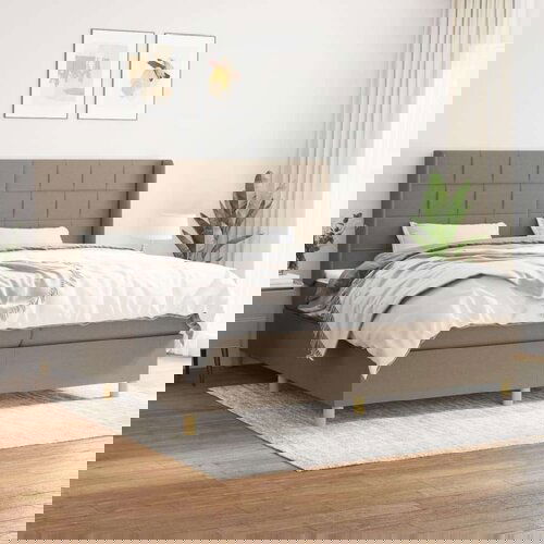  Box spring postelja z vzmetnico taupe 200x200 cm blago, (20761020) Cene