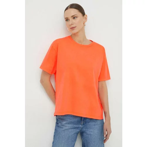 American Vintage Bombažna kratka majica ženski, oranžna barva