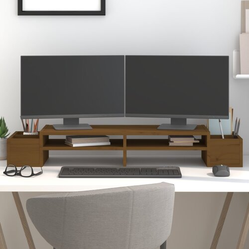 vidaXL Stalak za monitor boja meda 100x27,5x15 cm od masivne borovine Cijene