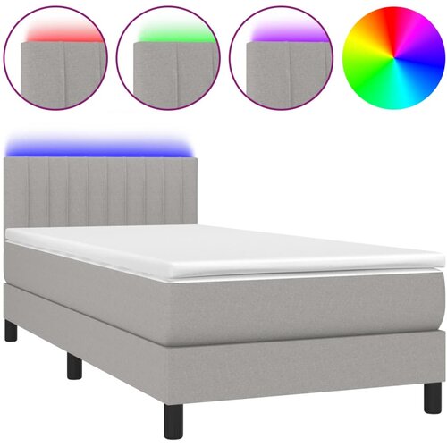  box spring s madracem LED svjetlosivi 80x200 cm tkanina Slike