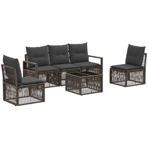 vidaXL Vrtna sedežna garnitura 6 pcs Siva poli ratan, (5000271157) Cene