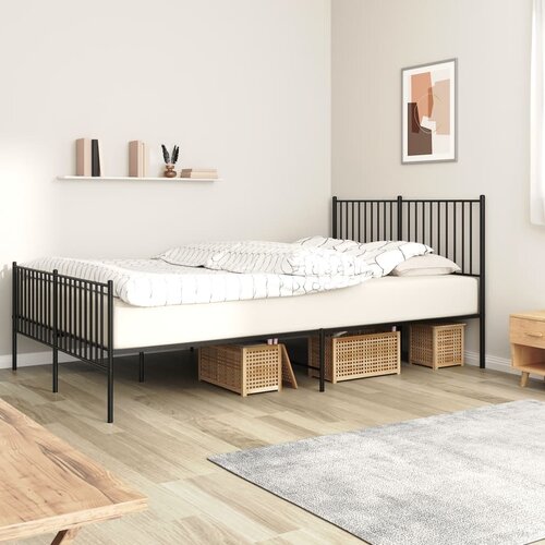 The Living Store Kovinski posteljni okvir z vzglavjem in vznožjem črn 150x200 cm - Posteljni Okvir, (21524003) Slike