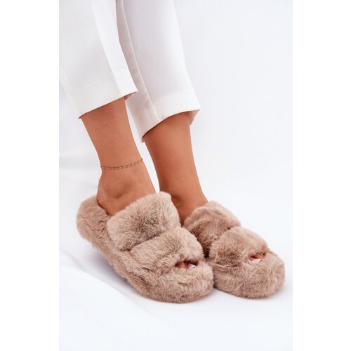 Boto Womens Fur Slippers On Platform Khaki Talfedi Slike