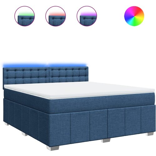 VidaXL Krevet s oprugama i madracem plavi 180x200 cm od tkanine Slike