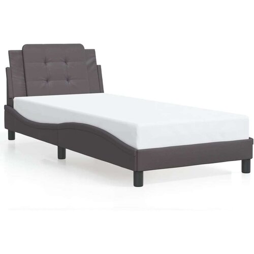 VidaXL Okvir kreveta s LED svjetlima sivi 100 x 200 cm od umjetne kože Slike