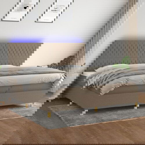  The Living Store Box spring postelja z vzmetnico LED taupe 200x200 cm blago - Box Spring Postelja, (21448950) Cene