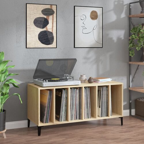 vidaXL Omarica za gramofonske plošče hrast sonoma 100x38x48 cm les Cene
