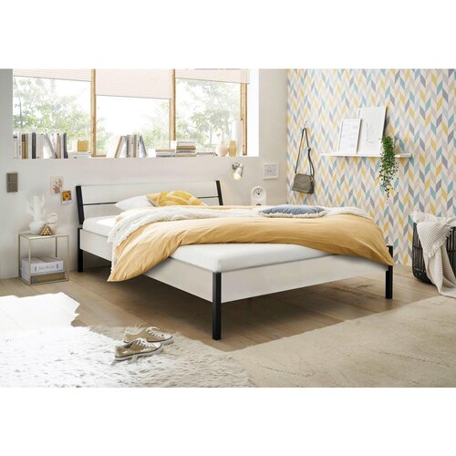 Livetastic futonska postelja 140 cm x 200 cm , kovina, leseni material bela Cene