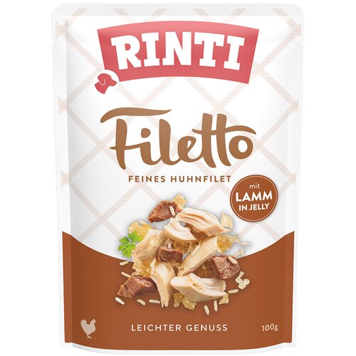  Varčno pakiranje RINTI Filetto Pouch v želeju, 48 x 100 g - Pi&scaron;čanec z jagnjetino Cijene