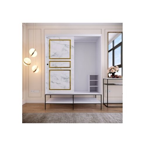 Hanah home ormar Martin 150 White Black Gold Cene