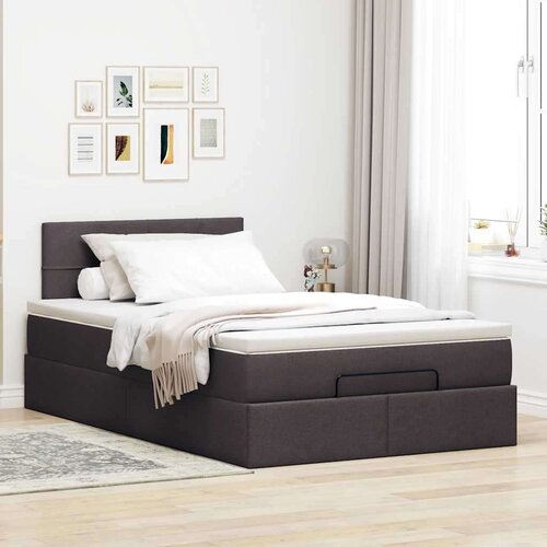 VidaXL okvir za krevet s madraca tamnosmeđi 120x190 cm od tkanine Slike