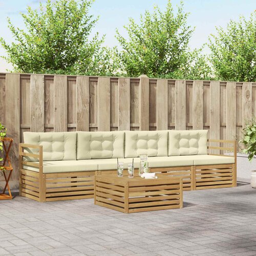  Set vanjskih sofa 5 pcs Bijela i krem Čvrsto drvo akacije Cene