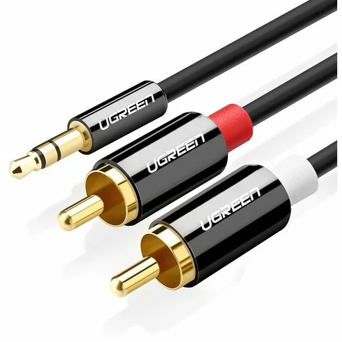 Ugreen AV116 3,5 mm priključek na 2RCA (činč) kabel 3 m (črn), (20627354)