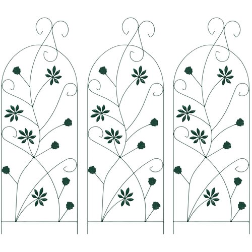  Vrtna Ograda 3 pcs Zelena 112 x 39,5 cm Čelik Slike