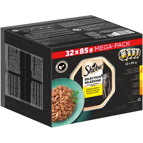  84 + 12 gratis! Sheba pladnji mokra mačja hrana 96 x 85 g - Selection in Sauce Cijene