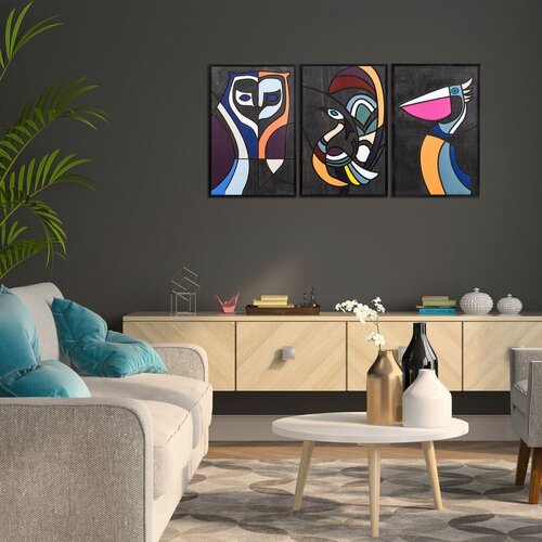 Atelier Del Sofa Set zidnih ukrasa &amp;Scaron;umski svijet 1, 39x59 cm, 1,5 cm, 3 dijela, &amp;Scaron;areni Slike