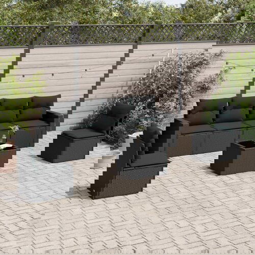  The Living Store Vrtna sedežna garnitura 7-delna z blazinami črn poli ratan - Vrtna Sedežna Garniture, (21479644) Cene