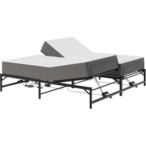  Električni podesivi okvir kreveta Crna 180 x 200 cm Čelik Slike