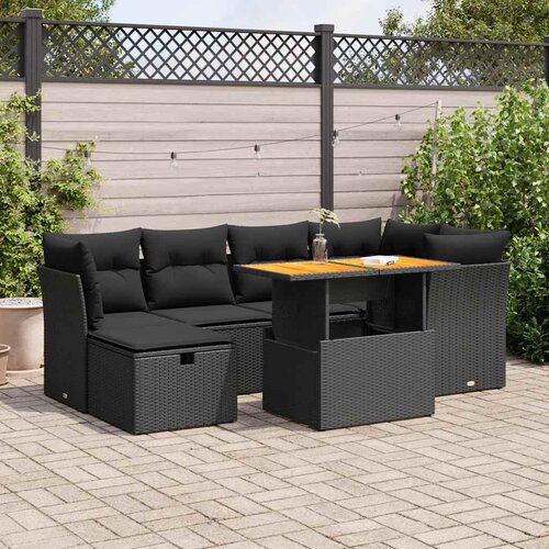  7-dijelni set vrtnih sofa od poliratana s jastucima crni bagrem Cijene