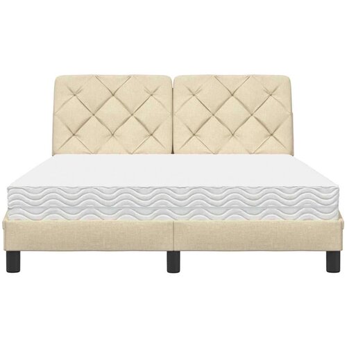  Krevet s madracem krem 140 x 190 cm od tkanine Slike