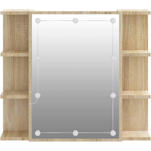  s ogledalom LED boja hrasta sonome 70 x 16,5 x 60 cm Slike