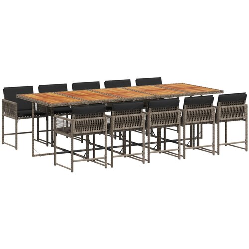 VidaXL 11-dijelni vrtni blagovaonski set s jastucima poliratan sivi Slike