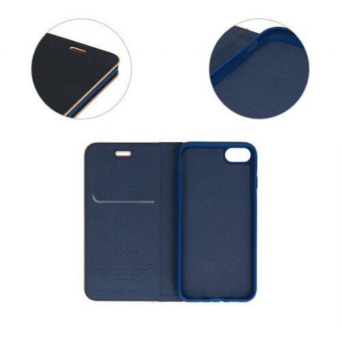  Premium preklopna torbica Samsung Galaxy S22 Plus 5G - modra z zlatim robom Slike