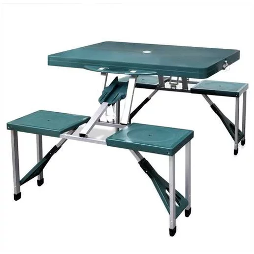  Lahek zelen set za kampiranje zložljiva miza s 4 stolčki
