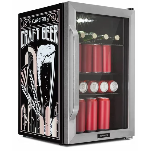 Klarstein beersafe 70, craft beer edition, hladilnik, 70 litrov, 3 police, panoramska steklena vrata, nerjaveče jeklo