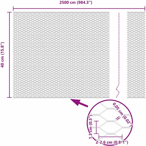  Heksagonalna ograda Srebrno 0,4 x 25 m Pocinčani čelik Slike