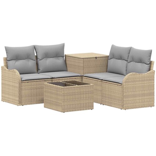  Set sofe 6 kom. Bež i svijetlo siva Poli Rattan i čelik Slike