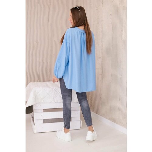 Kesi Viscose blouse with a longer back blue Slike