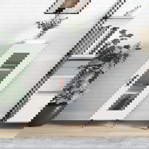 VidaXL Komoda sjajna bijela 34 5 x 34 x 90 cm od konstruiranog drva Slike