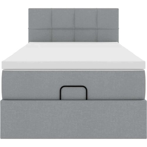 VidaXL Otomanski okvir kreveta s madraca svijetlosivi 90x190cm tkanine Slike