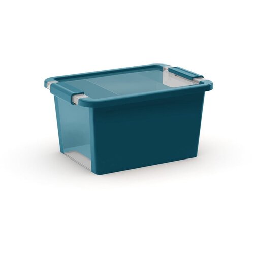 Kis Modrozelena plastična škatla za shranjevanje s pokrovom 36,5x26x19 cm Bi-Box – Cene