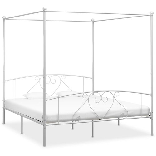 Okvir za krevet s nadstrešnicom bijeli metalni 180 x 200 cm Cene