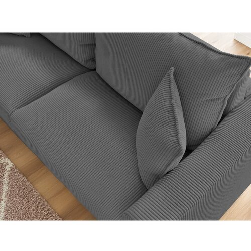 Bobochic Paris Siva raztegljiva sedežna garnitura iz rebrastega žameta 225 cm Augustin &amp;ndash; Slike