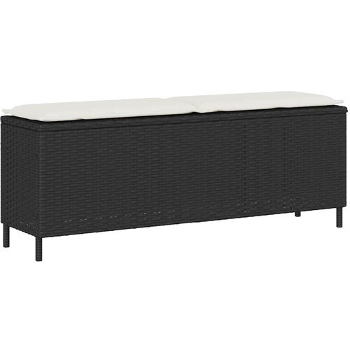  Vrtna klupa s jastukom crna 110x30x40,5 cm poliratan Cene