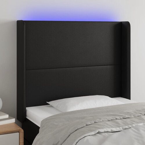 vidaXL LED posteljno vzglavje črno 83x16x118/128 cm umetno usnje Cene