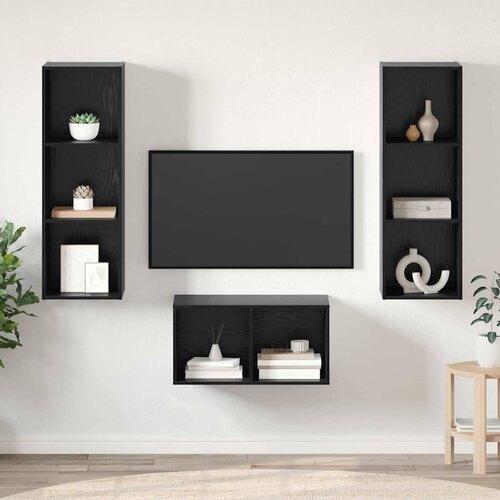  Set TV komoda Crni hrast 37 x 37 x 107 cm Konstruirano drvo Cene
